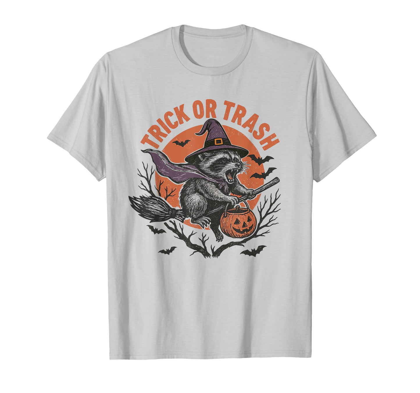 Trick or Trash Funny Raccoon Halloween Vintage Ghost Costume T-Shirt