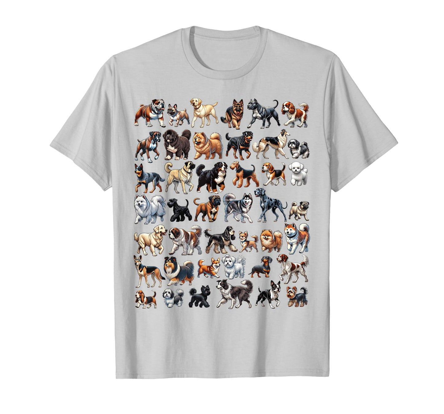 Types Of Dogs Breeds Chart Educational Canine Enthusiast T-Shirt