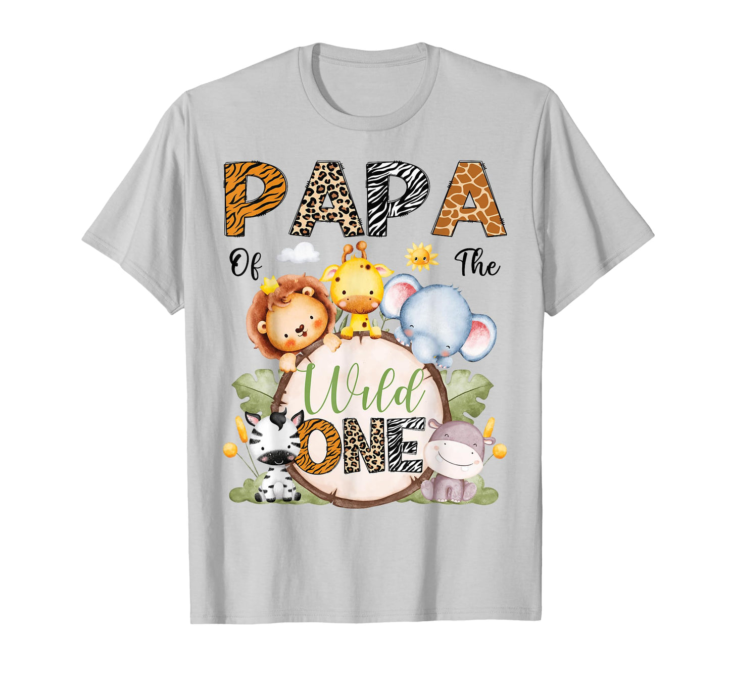 Papa Of The Wild One 1St Birthday Boy Safari Animals T-Shirt