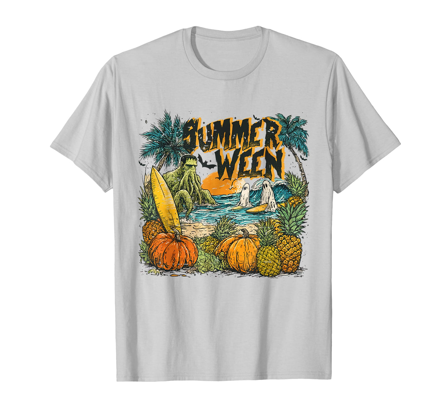 Vintage Cute Spooky Summer Halloween Funny Summerween Beach T-Shirt