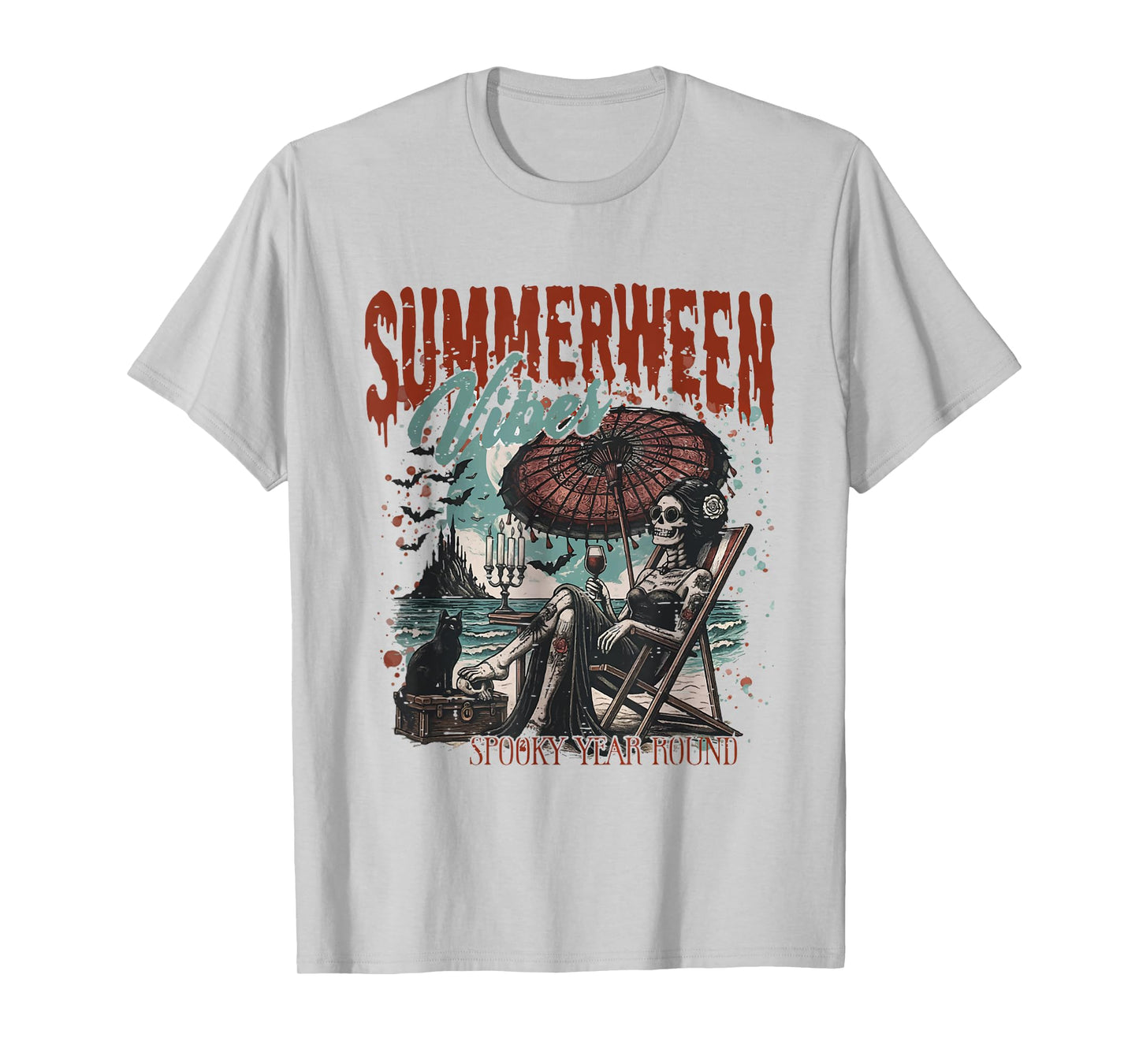 Summerween Vibes Spooky Year Round Horror Halloween Summer T-Shirt
