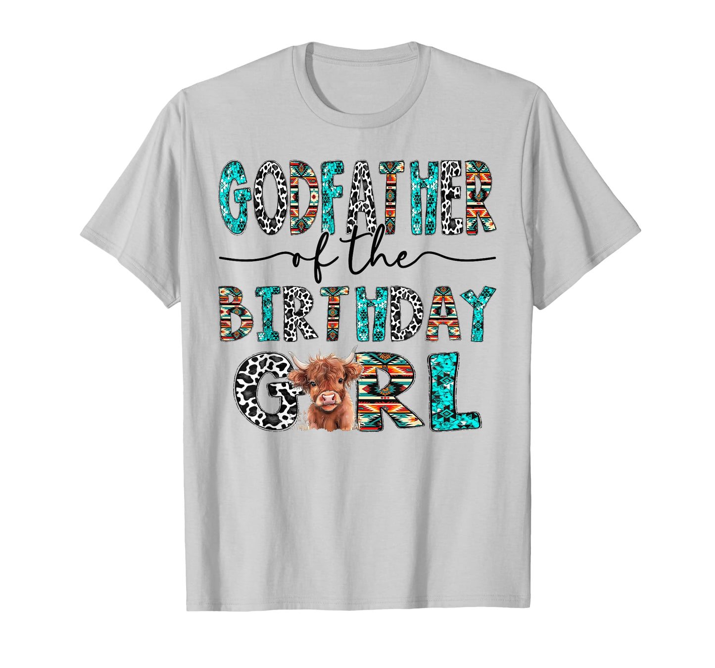 GodFather Of The Birthday Girl Highland Cow 1St Birthday T-Shirt