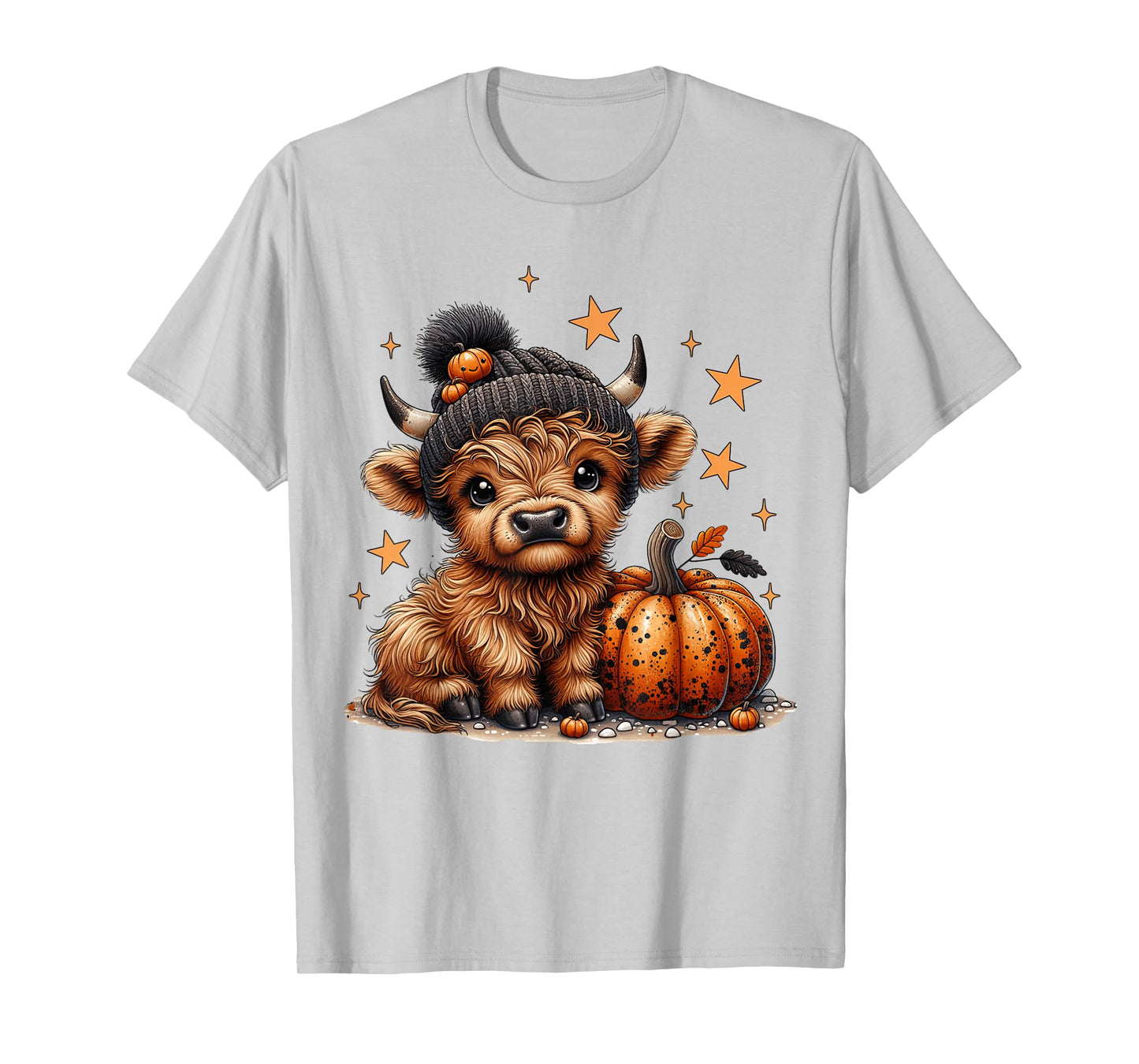 Moo Highland Cow Halloween Pumpkin Season Women Girls Kids T-Shirt