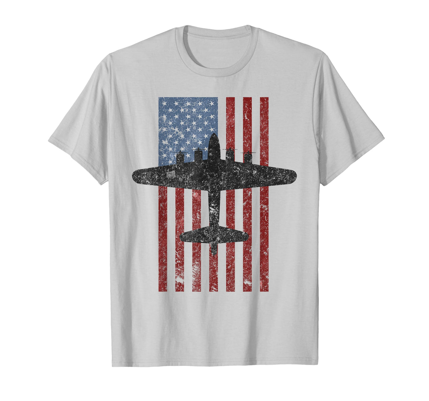 B-17 Flying Fortress WWII Bomber Vintage American Flag Tee T-Shirt