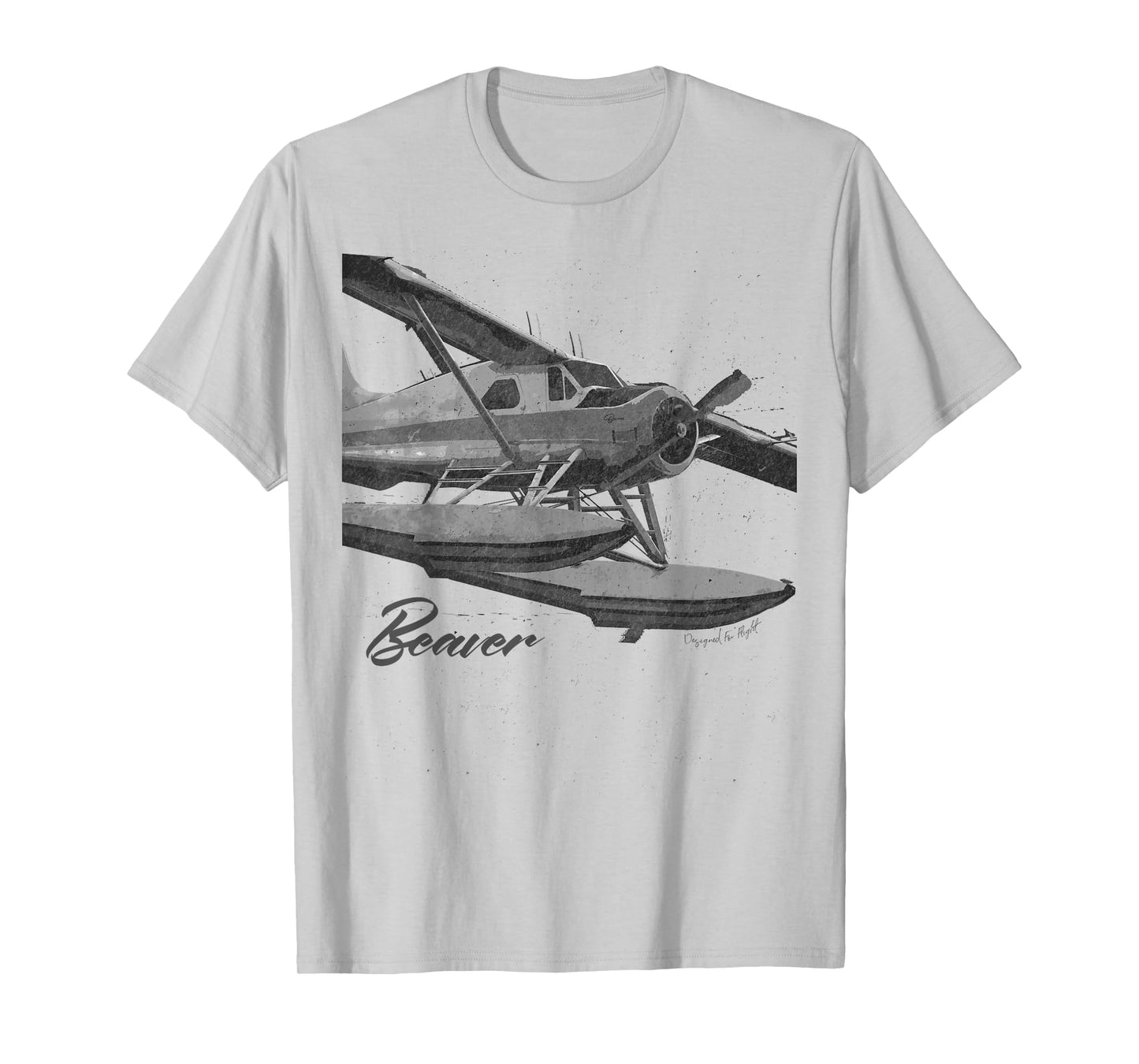 DHC-2 Beaver Floatplane "Charcoal Drawing" Airplane T-Shirt T-Shirt