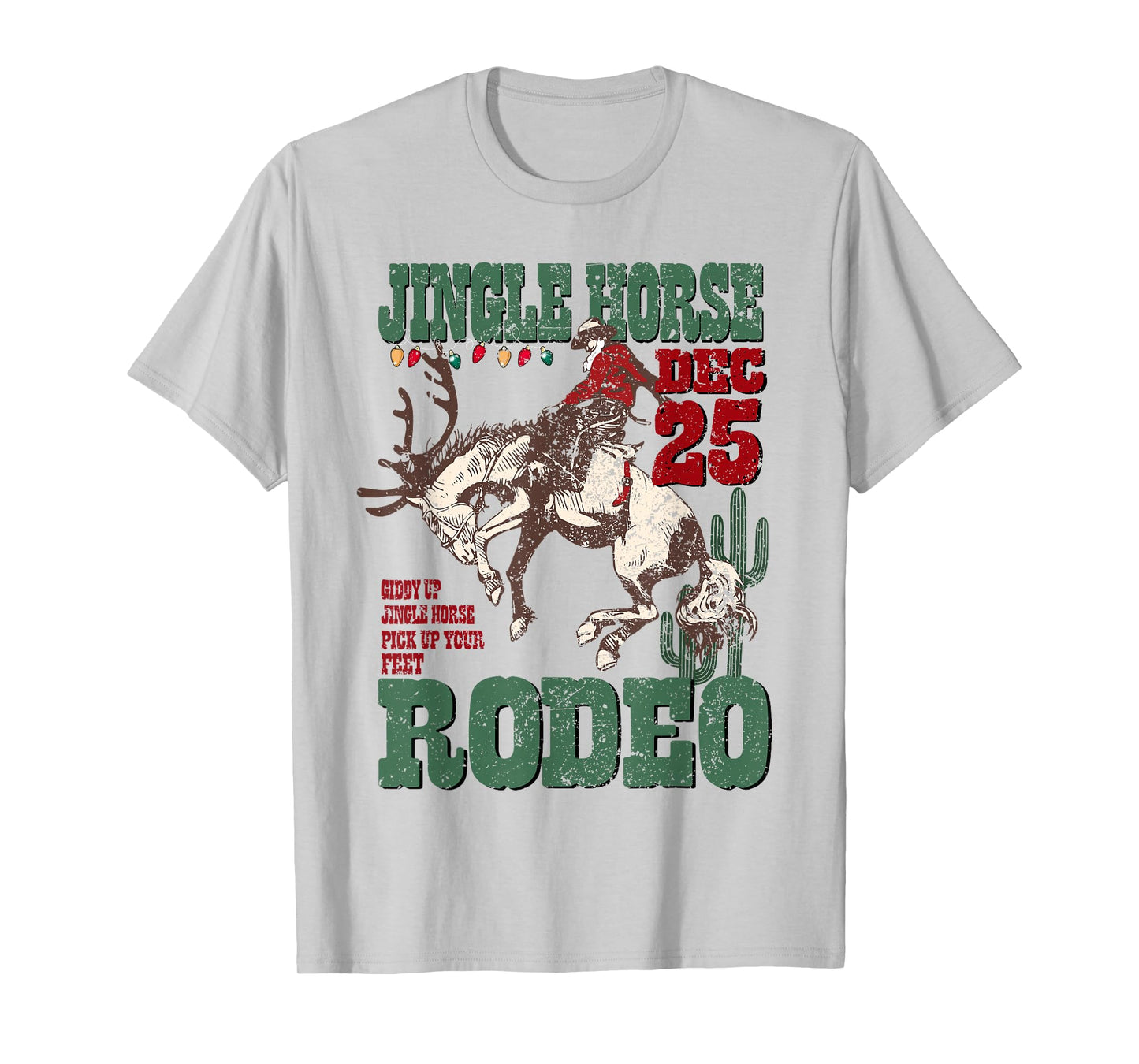 Giddy Up Jingle Horse Santa Cowboy Western Christmas Rodeo T-Shirt