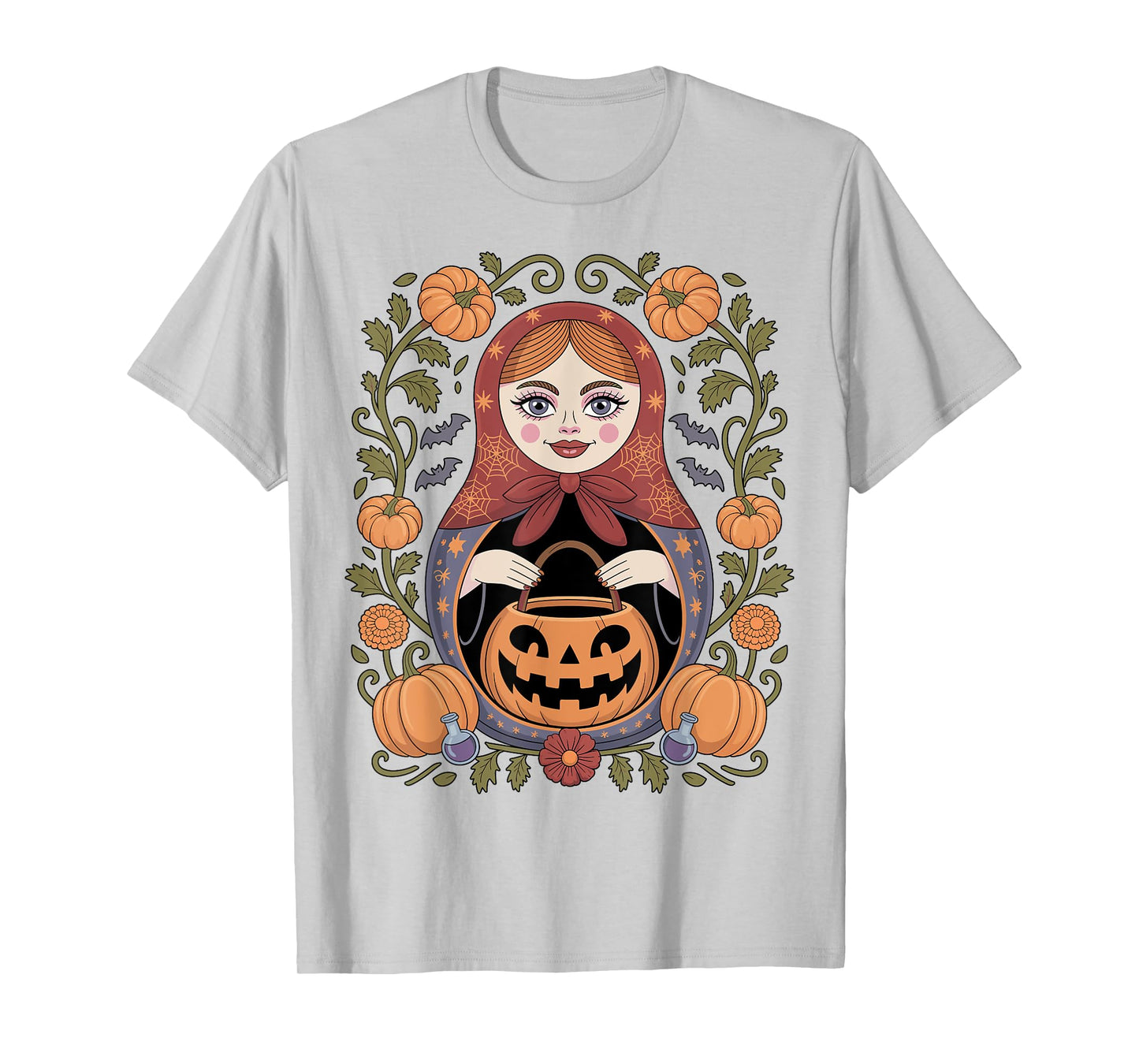 Russian Culture Khokhloma Doll Matroska Halloween T-Shirt