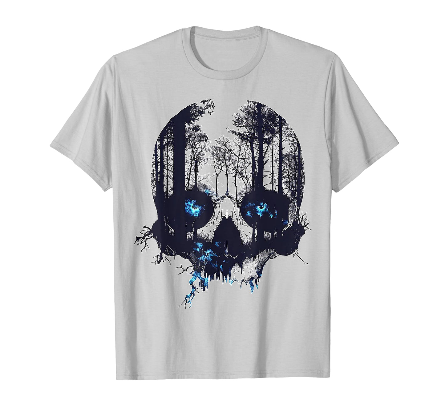 Skull Costume Halloween Spooky Blue Eyes Art Skull T-Shirt
