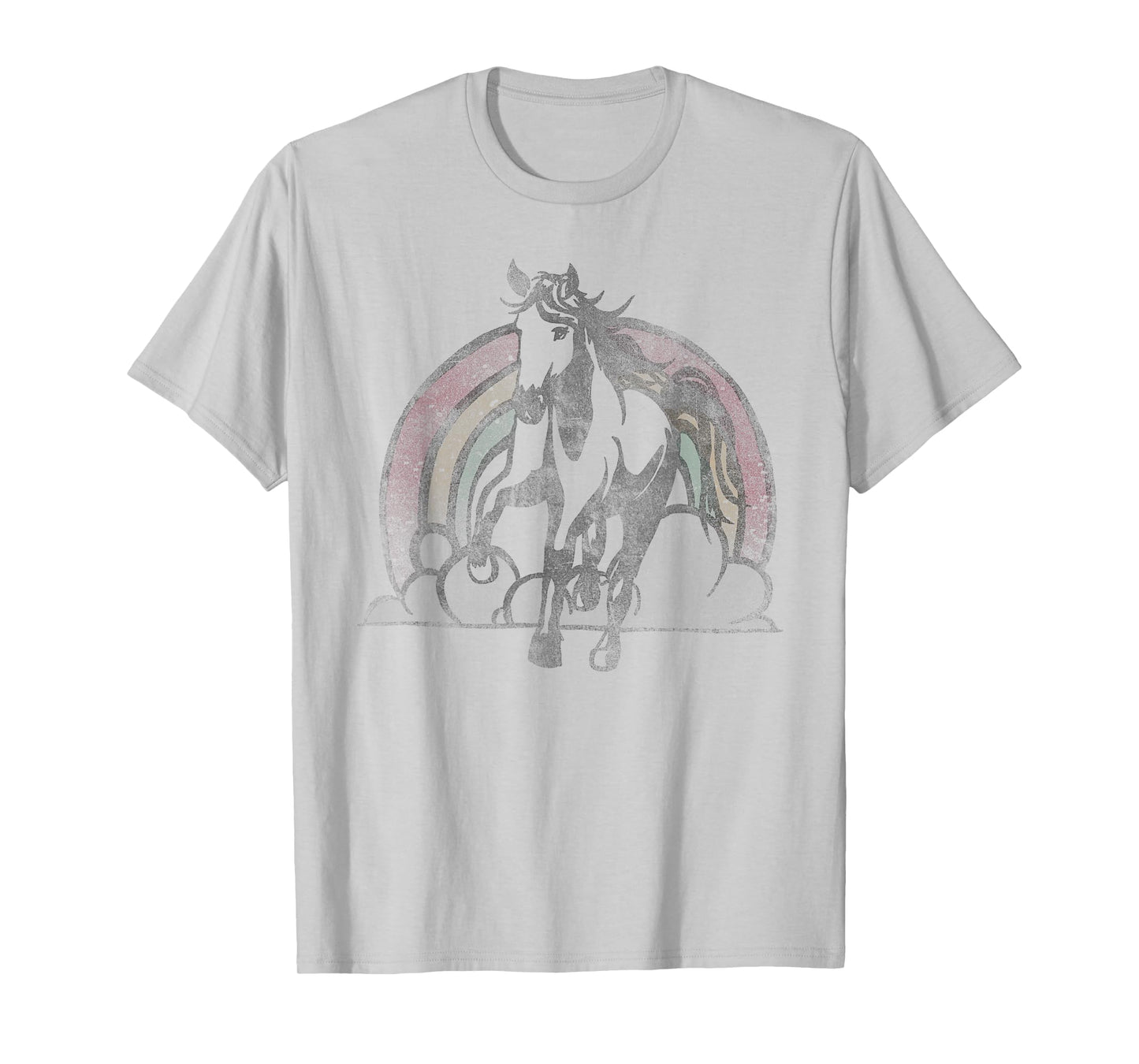 Retro Rainbow Horse Vintage Faded T-Shirt