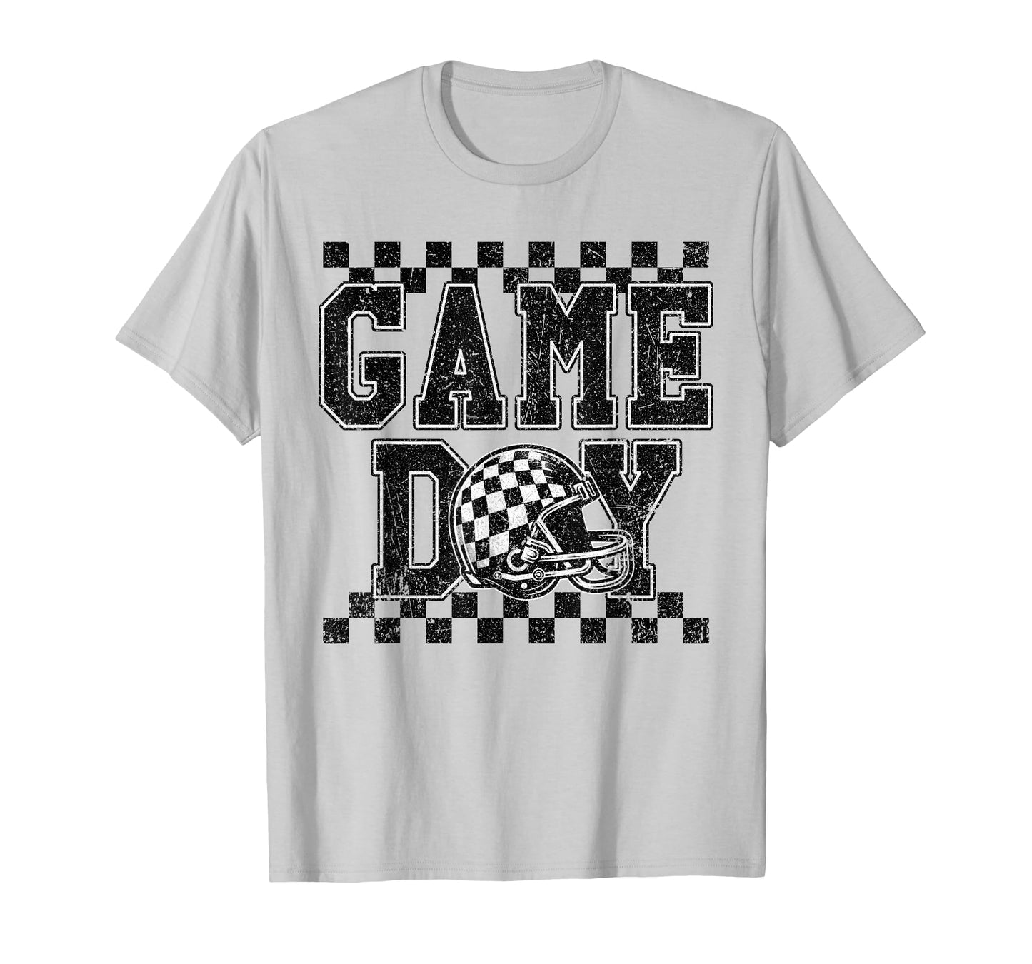Retro Croquette Black White Checkered Football Game Day T-Shirt