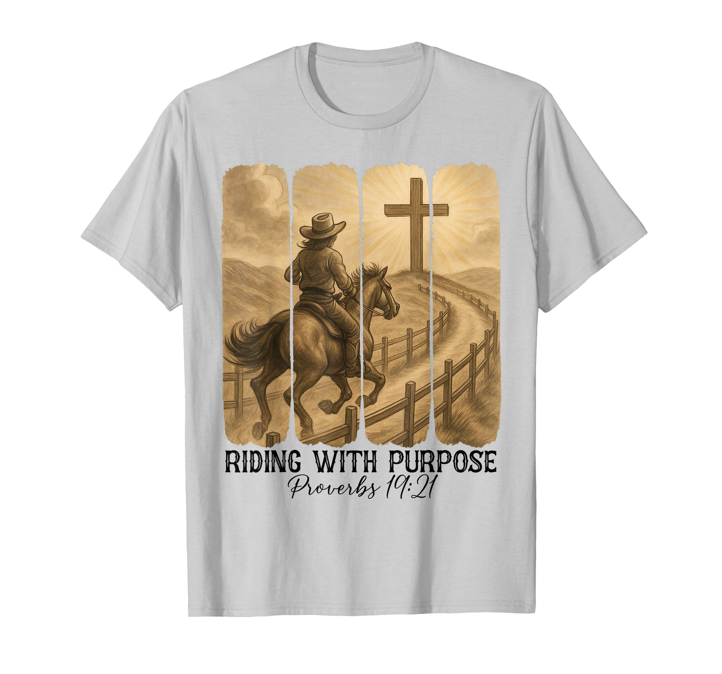 Christian Religious Riding With Purpose Western Cowboy Faith T-Shirt