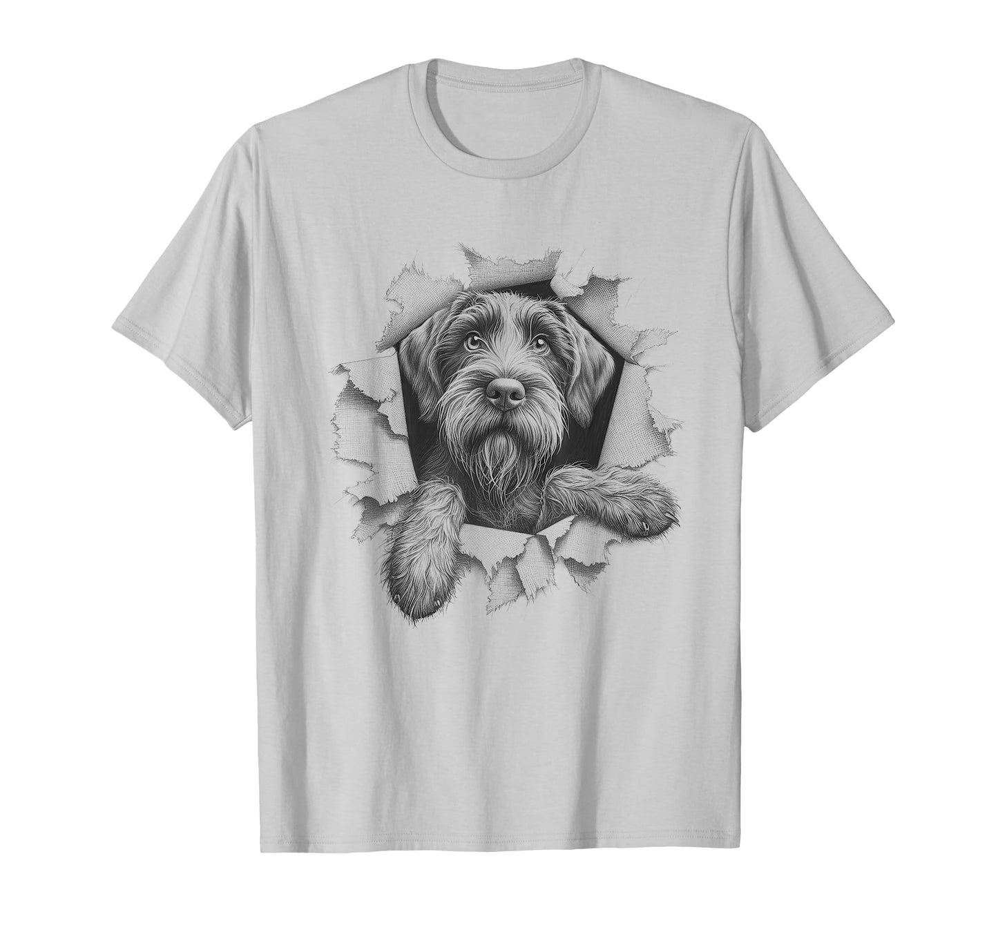 Funny Wirehaired Pointing Griffon Peeking Dog Design T-Shirt