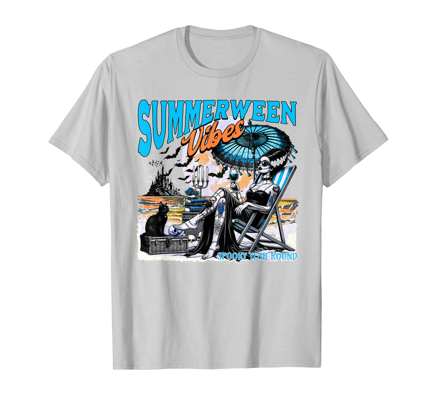 Bride Of Frankenstein, Summerween Vibes Spooky Year Round T-Shirt