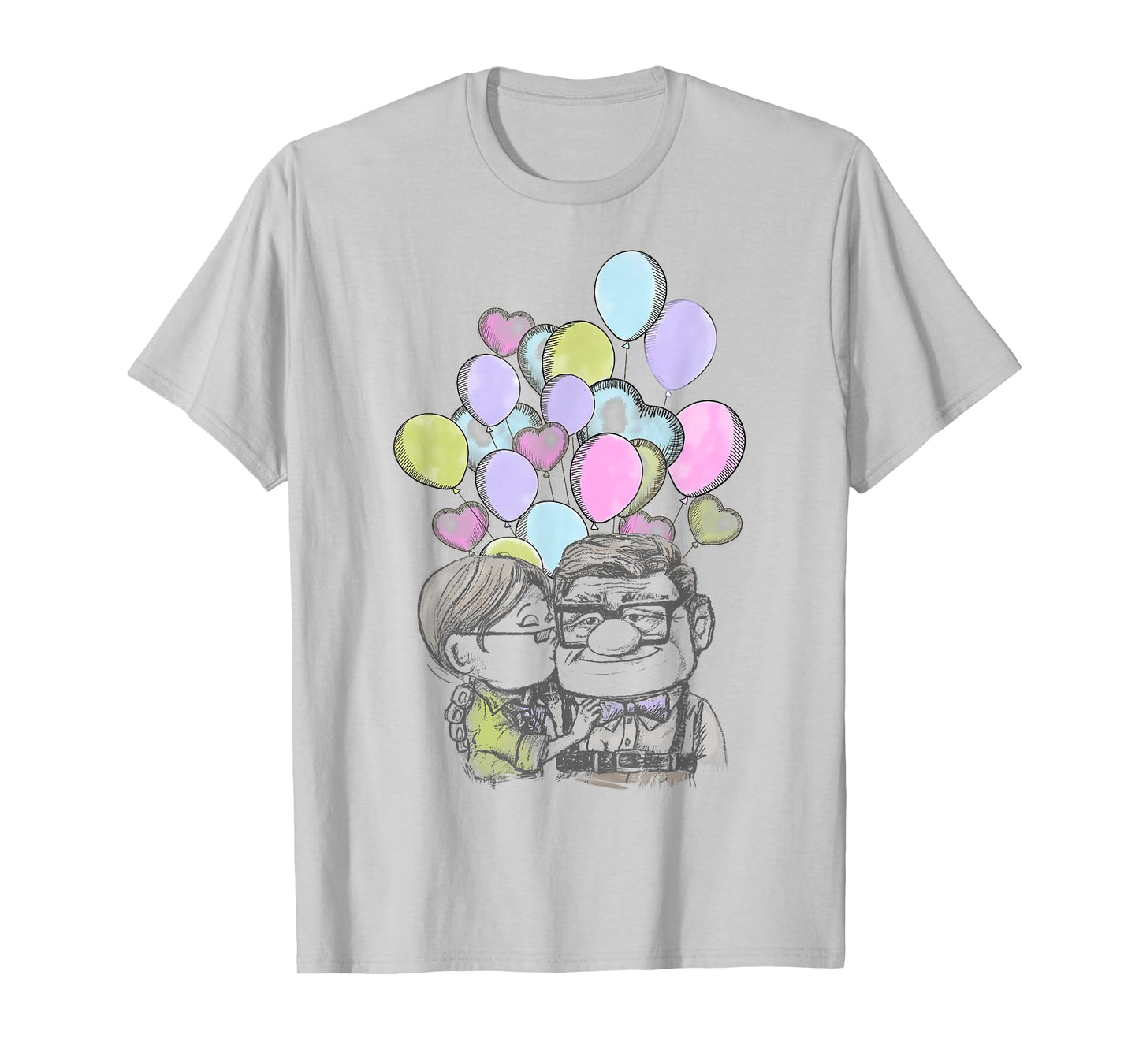 Disney Pixar Up Valentine's Day Carl and Ellie Balloons T-Shirt Small