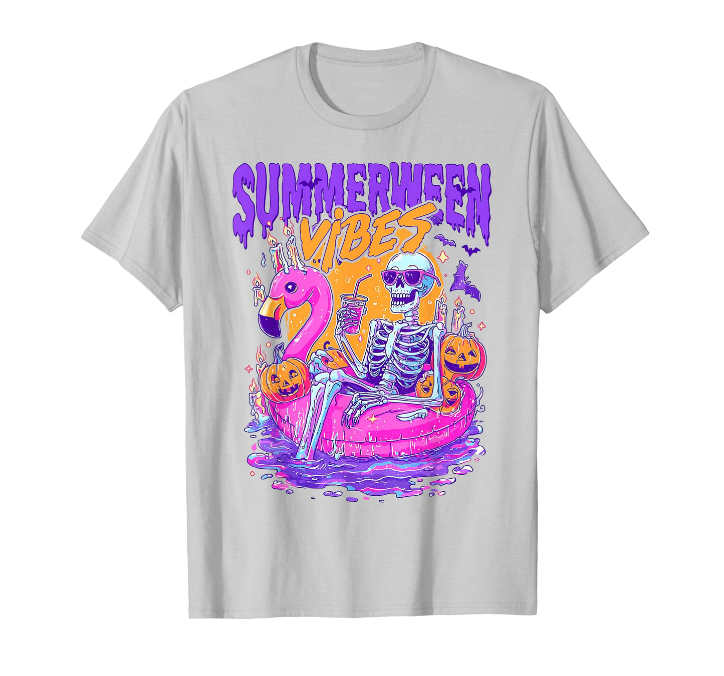 Summerween Vibes Funny Skeleton Float Halloween in Summer T-Shirt