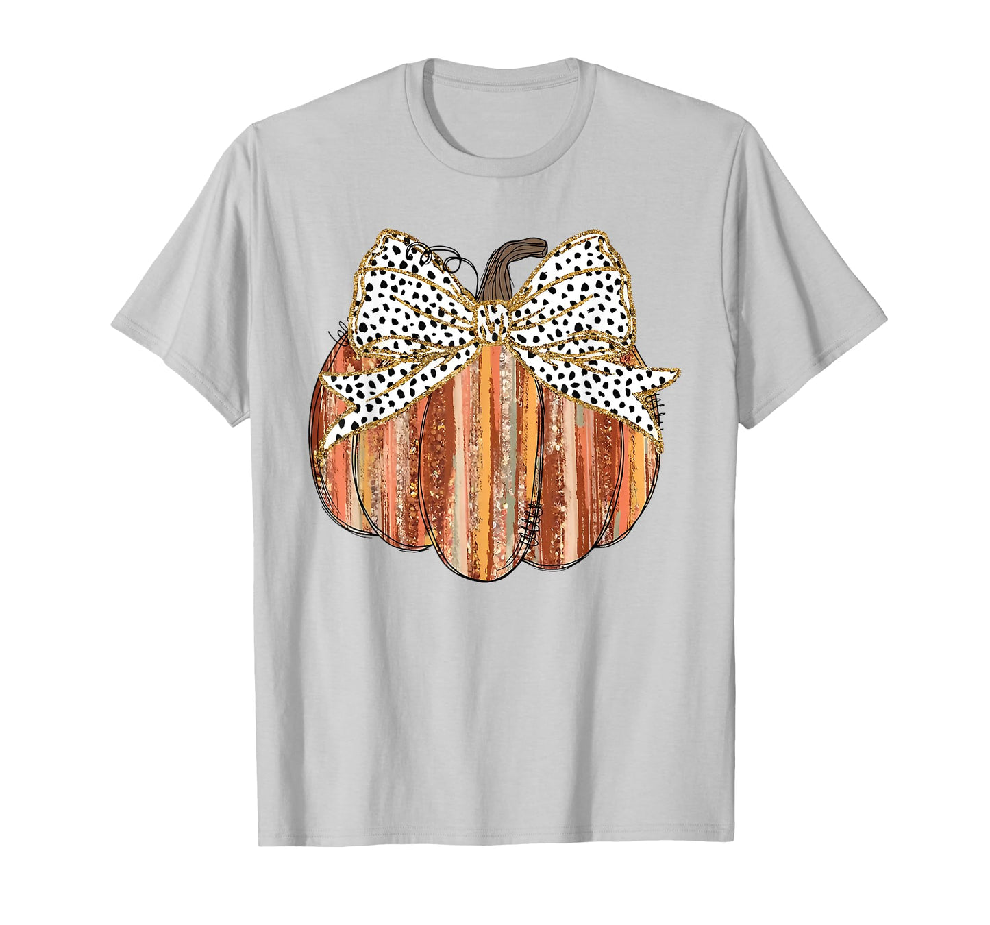 Coquette Bow Pumpkin Season Autumn Fall Leaves Thanksgiving T-Shirt