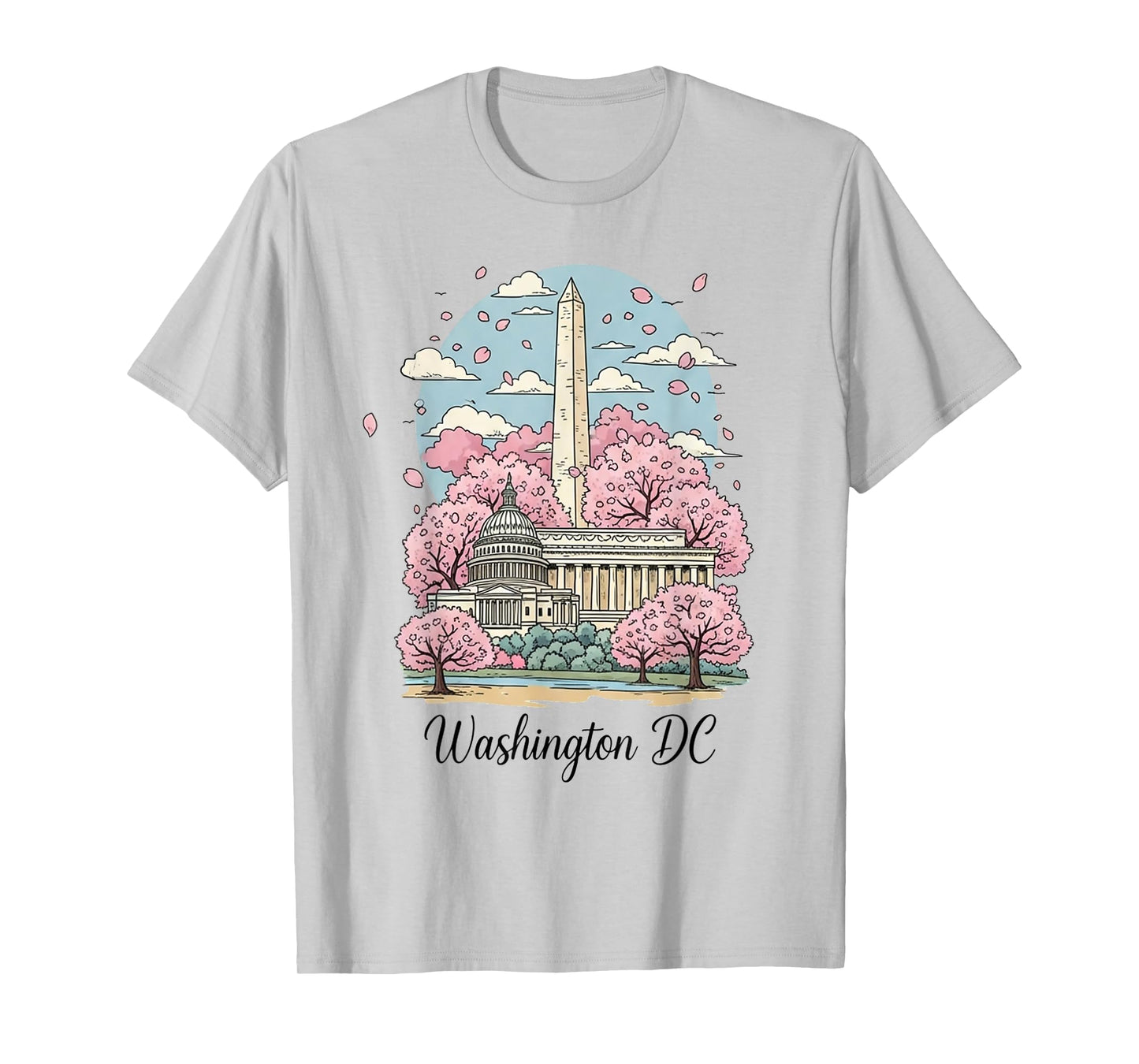 Washington DC Cherry Blossoms Spring Art Travel Souvenir T-Shirt
