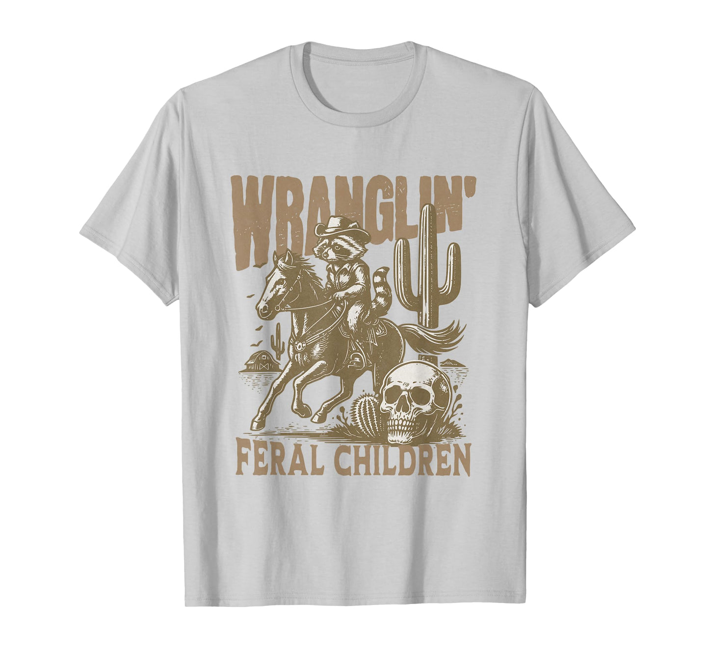 Retro Cowboy Wranglin' Feral Children Racoon 90s Western T-Shirt