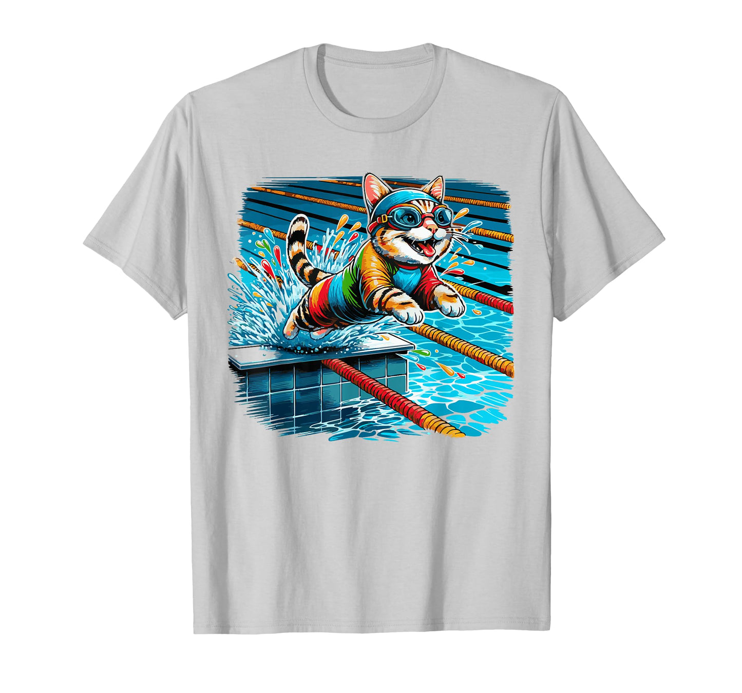 Funny Cat Swimmer Swimming Swim Coach Swimmer Cat Lover T-Shirt