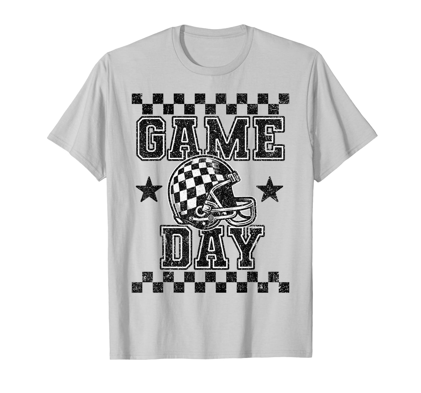 Retro Croquette Black White Checkered Football Game Day T-Shirt