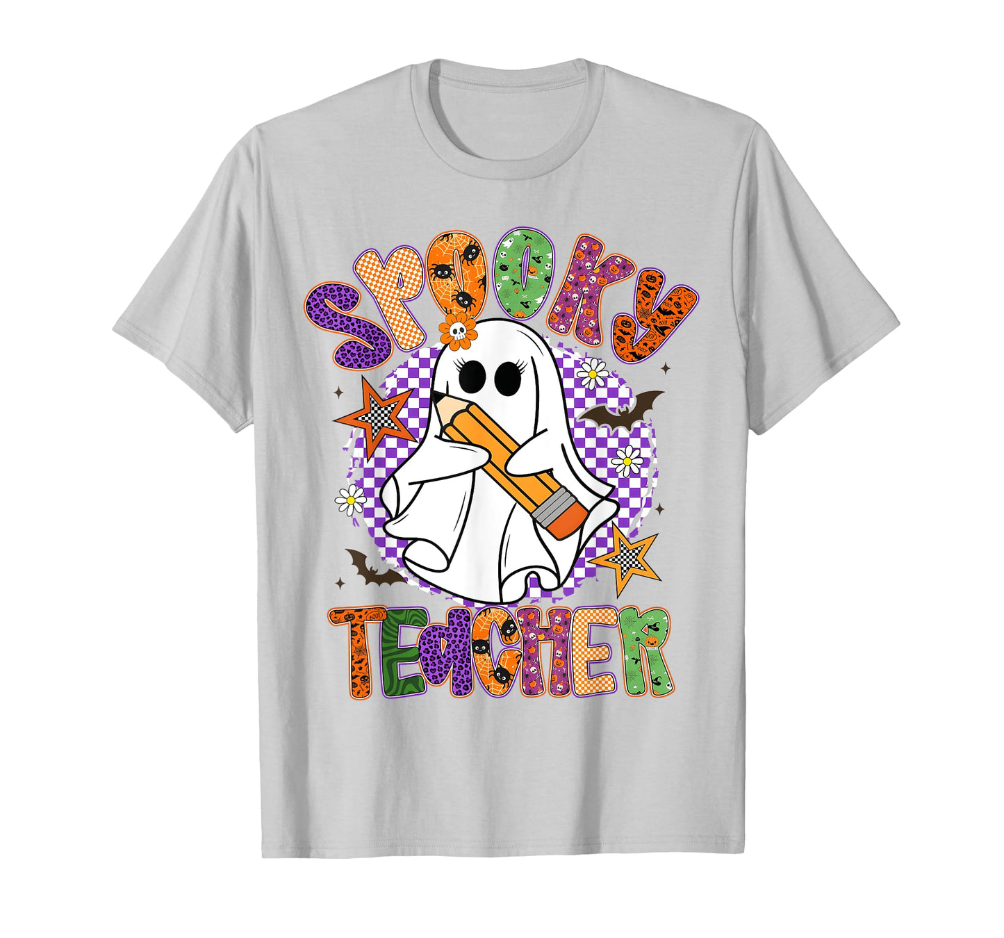 Spooky Teacher Trick Or Teach Retro Ghost Halloween T-Shirt