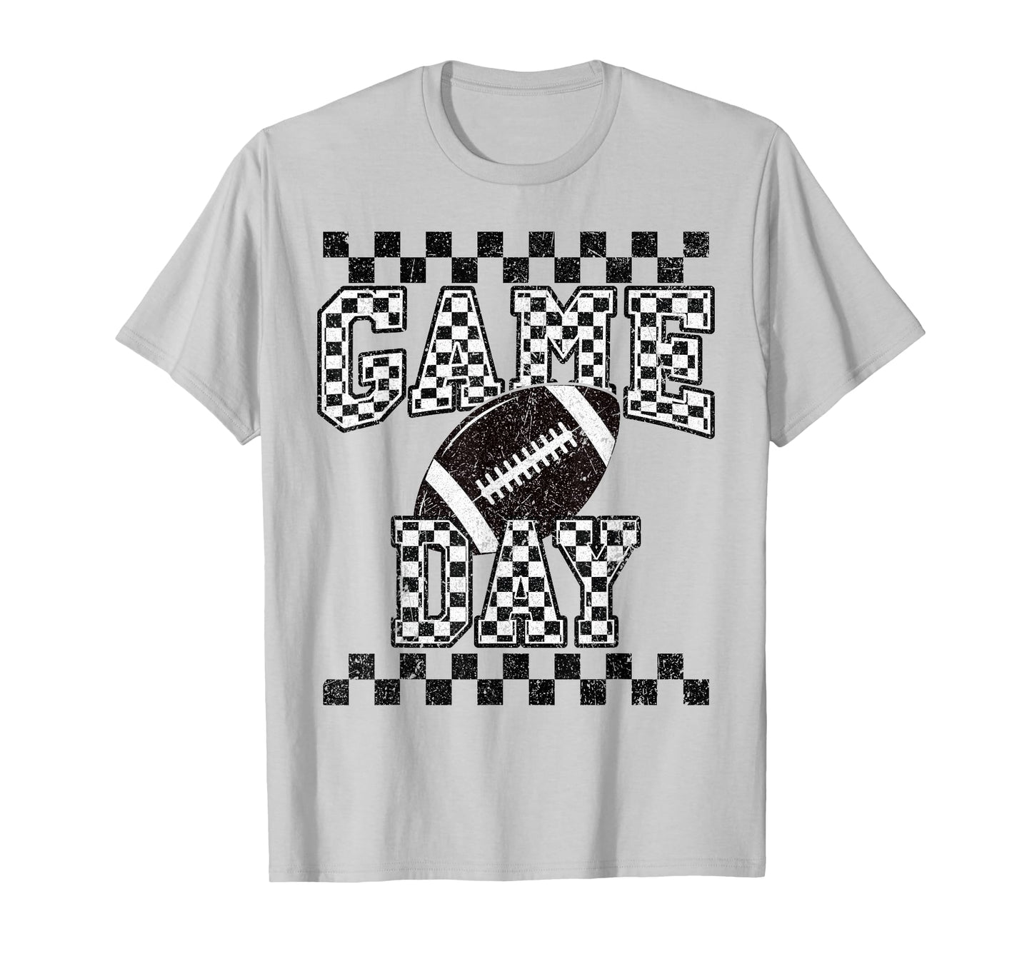 Retro Black White Football Season Checkered Game Day T-Shirt