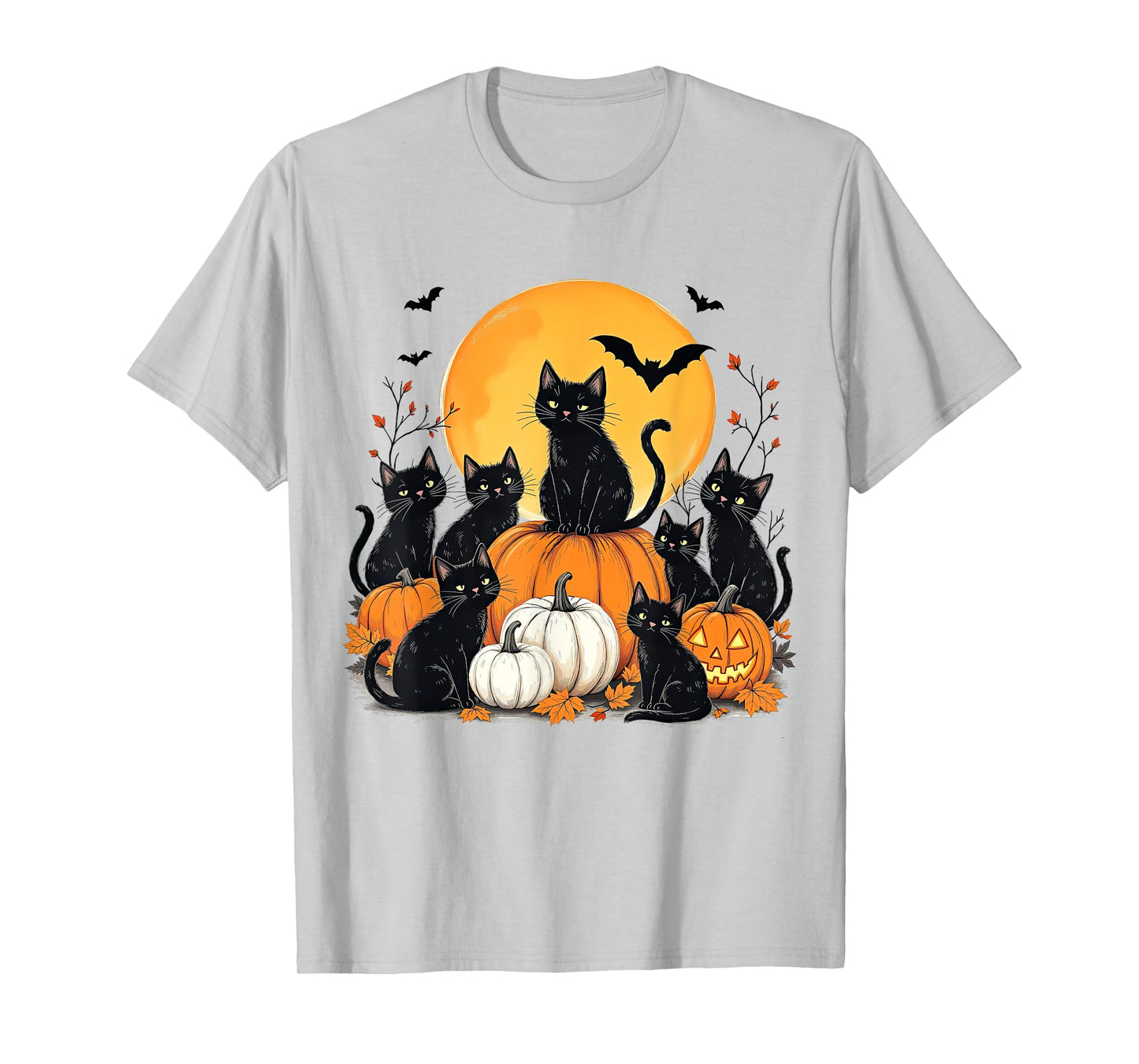 Black Cats Halloween Nights Pumpkin Season Spooky Vibes T-Shirt