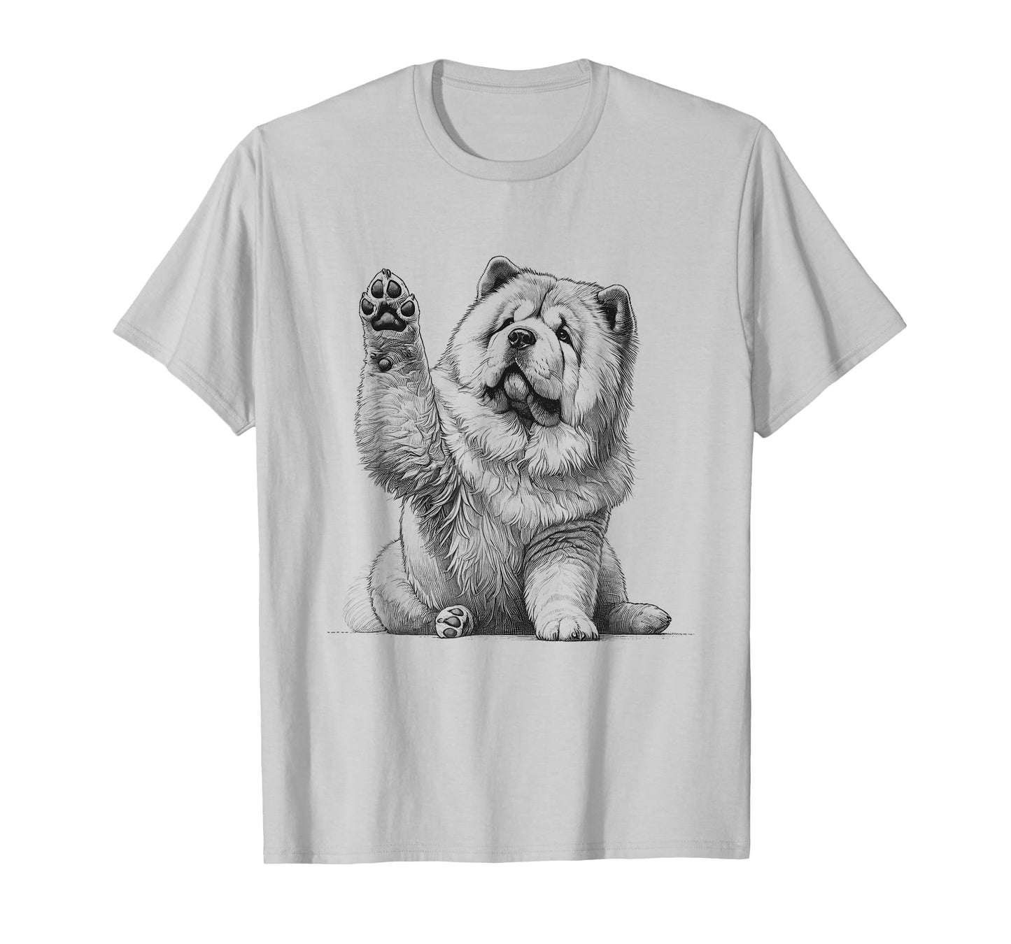 Cute Chow Chow Dog Raising Paw Design T-Shirt