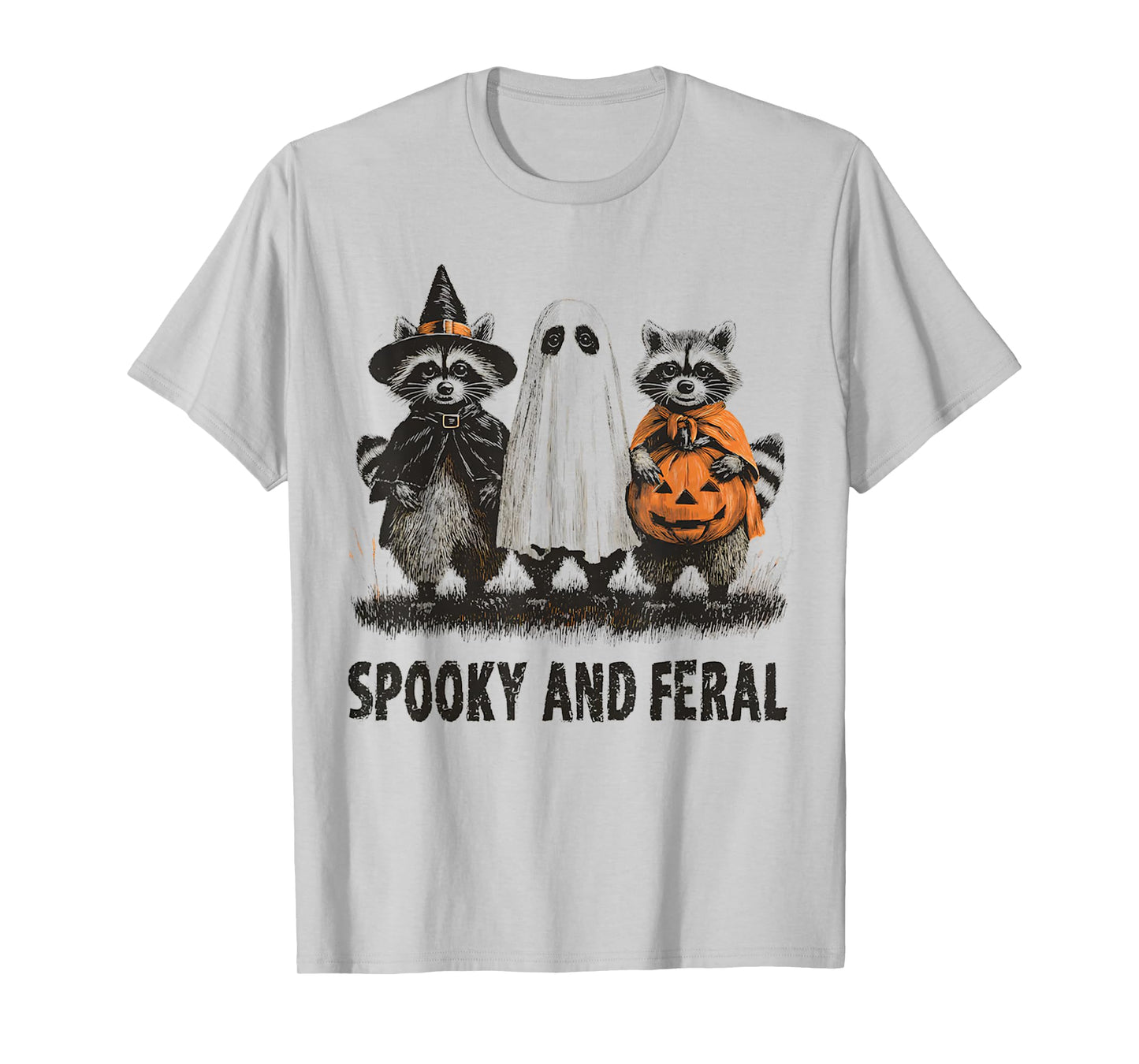 Feral And Spooky Funny Creepy Raccoon Ghost T-Shirt