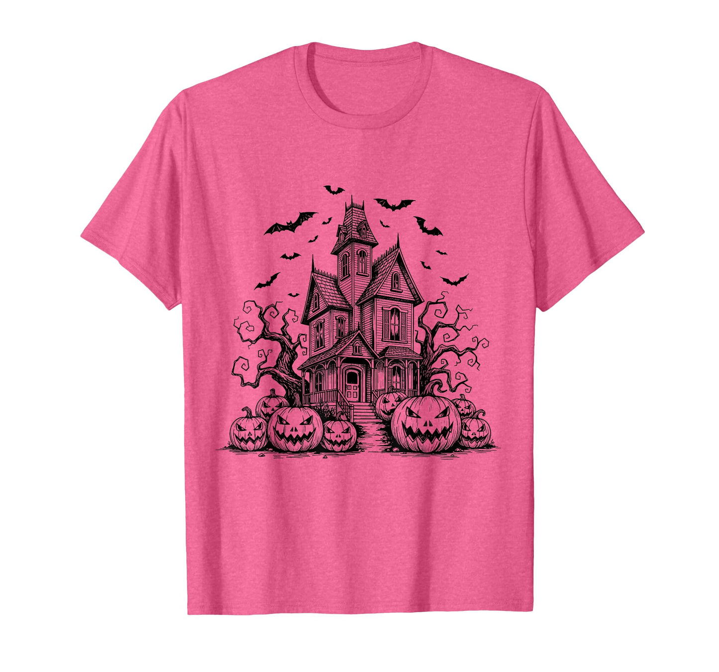 Scary Halloween House Spooky Season Bats Fall Jack-o-lantern T-Shirt
