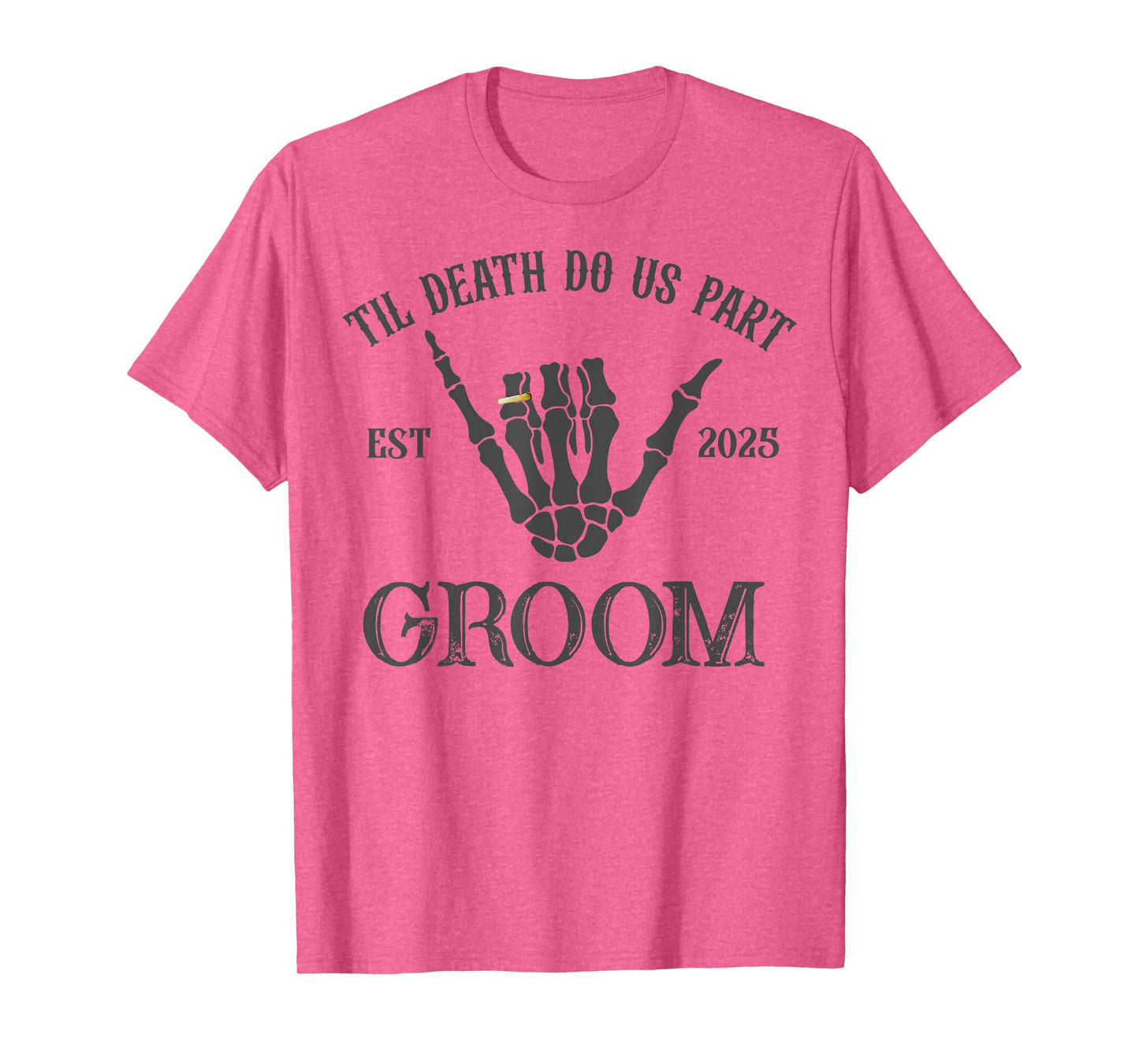 Bride Groom Skeleton Gothic Halloween Engagement Wedding T-Shirt