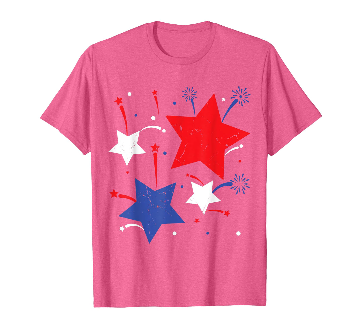 July 4th Red White Blue Stars With Firework Vintage American T-Shirt