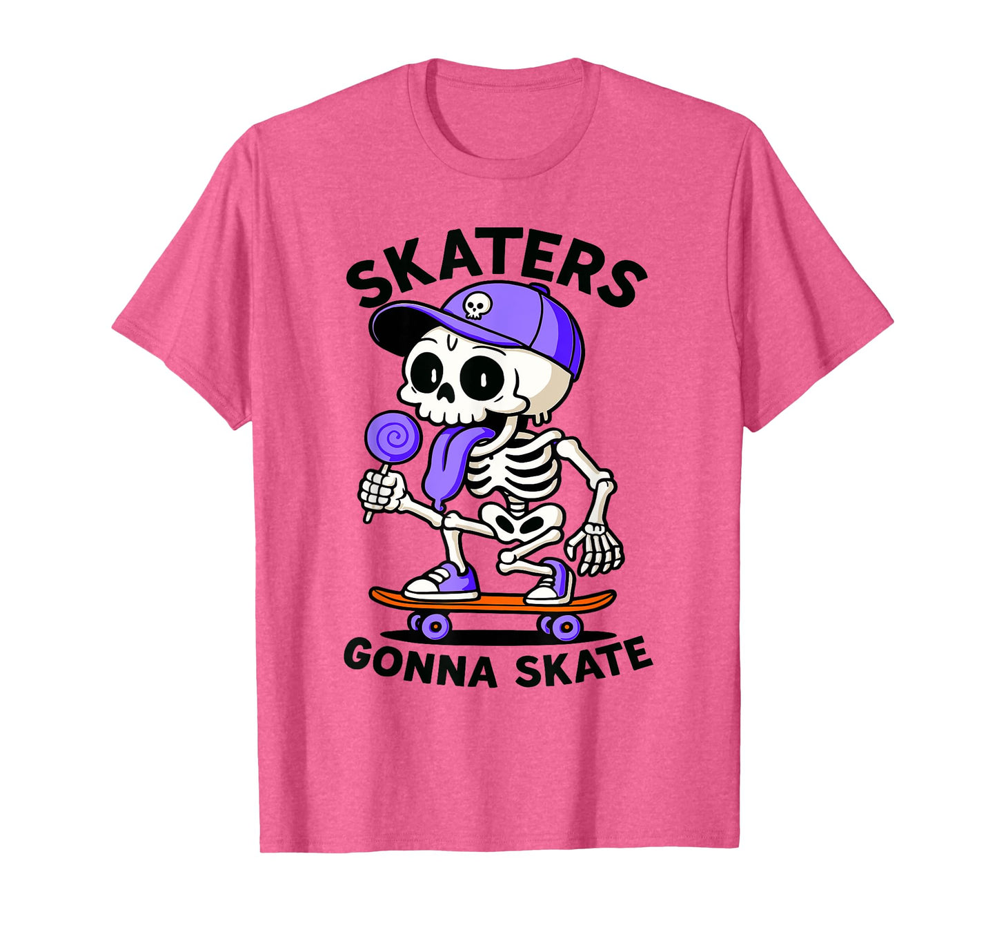 Skaters Gonna Skate, Skateboarding Skeleton Lolli Skateboard T-Shirt
