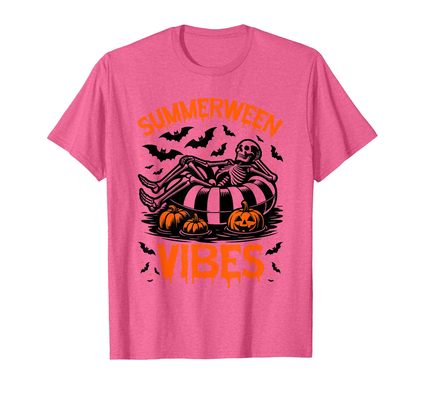 Summerween Vibes Skeleton Float Summer Halloween T-Shirt