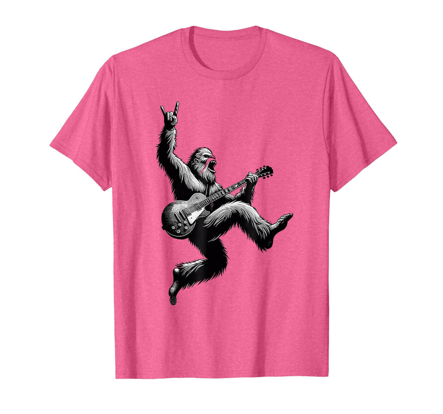 Bigfoot Playing A Electric Guitar Rock On Sasquatch Big Foot T-Shirt