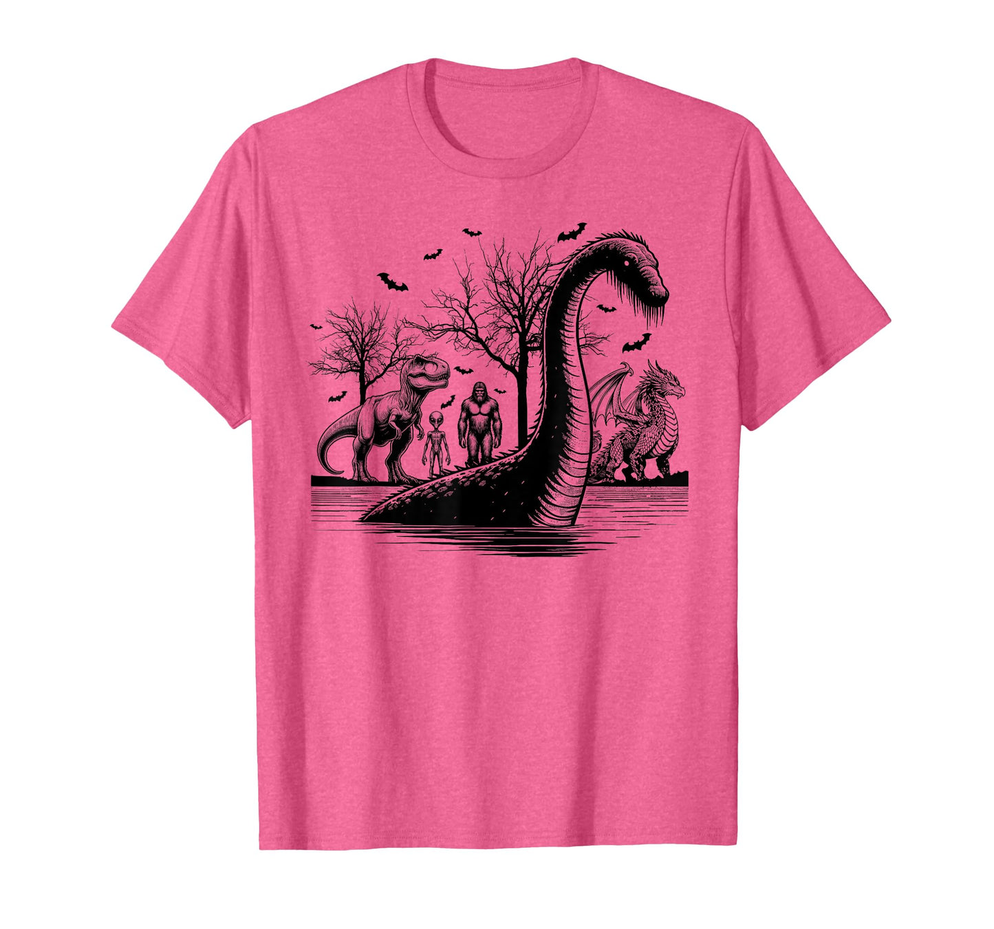 Halloween party bigfoot alien meet loch Ness dragon spooky T-Shirt