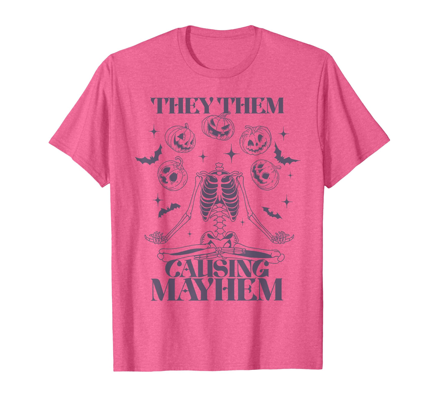 They Them Causing Mayhem Skeleton Boho Halloween Non Binary T-Shirt