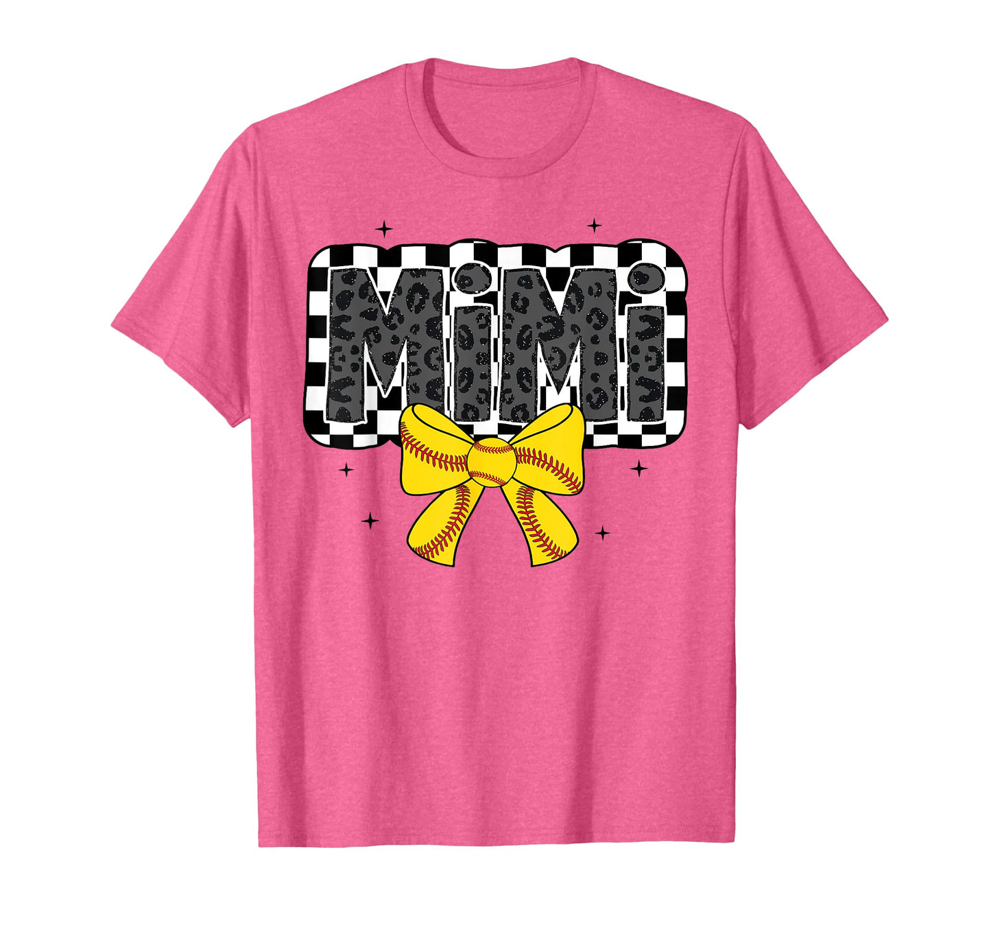 Cute Softball Mimi Ballpark Coquette Bow Grandma Mothers Day T-Shirt