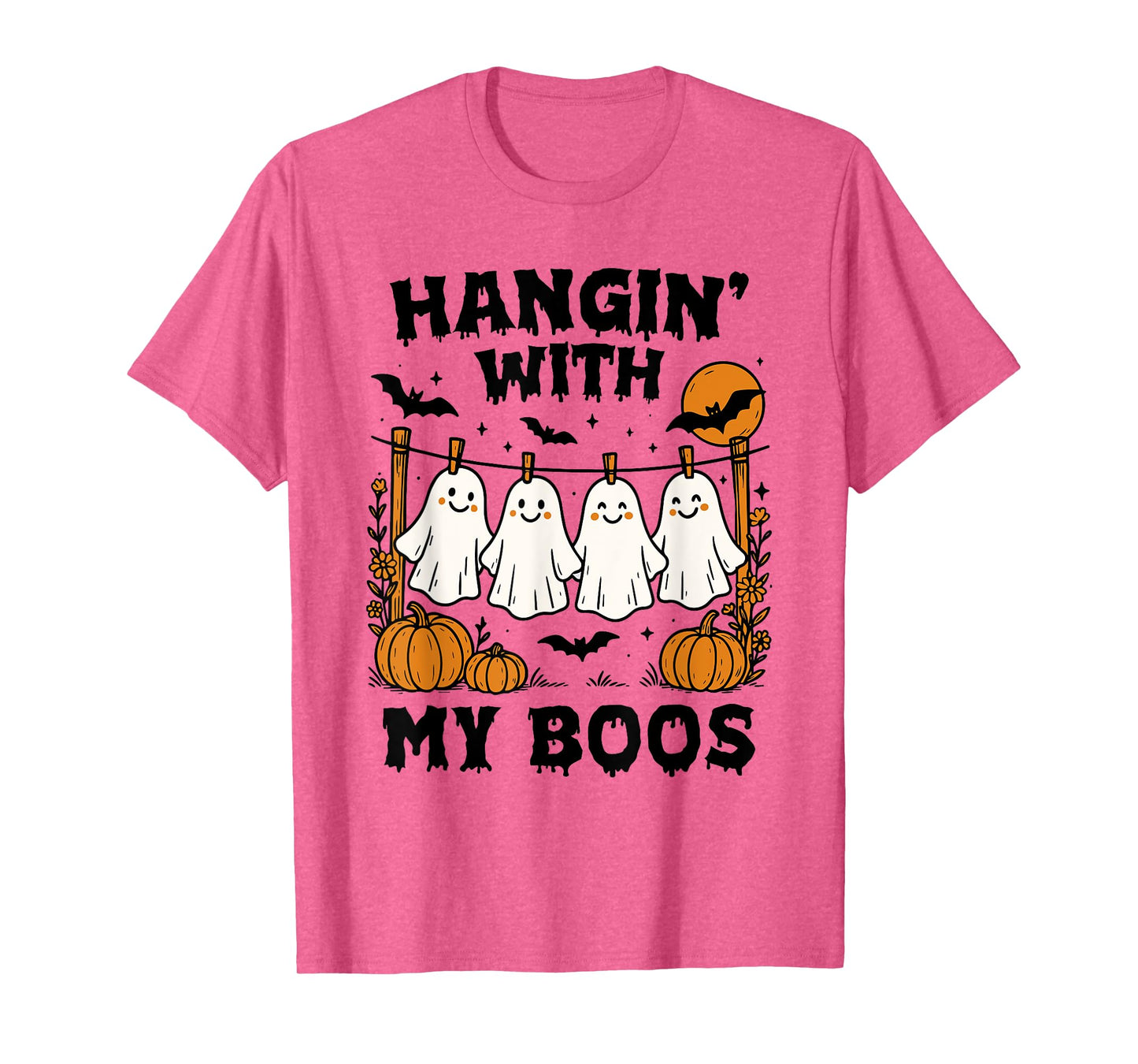 Hangin' With My Boos Cute Ghost Halloween Spooky Candy Women T-Shirt