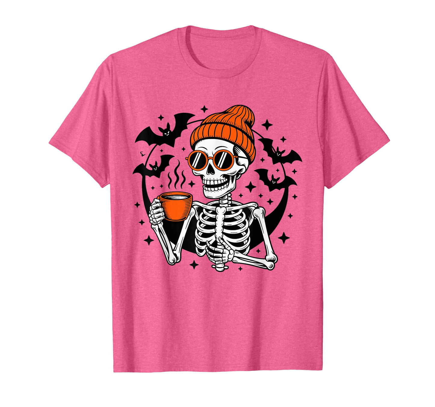 Halloween Skeleton Drinking Coffee Costume bat Dad Boys Men T-Shirt