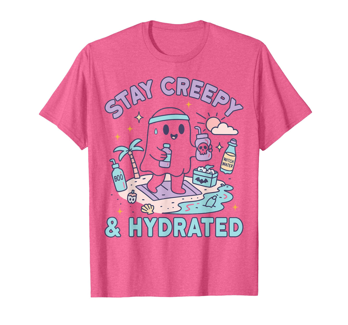 Stay Creepy And Hydrated Kawaii Ghost Workout T-Shirt