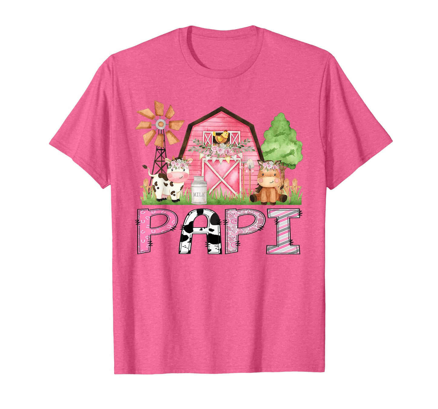 Papi Pink Farm Animal Birthday Kids Matching Family T-Shirt