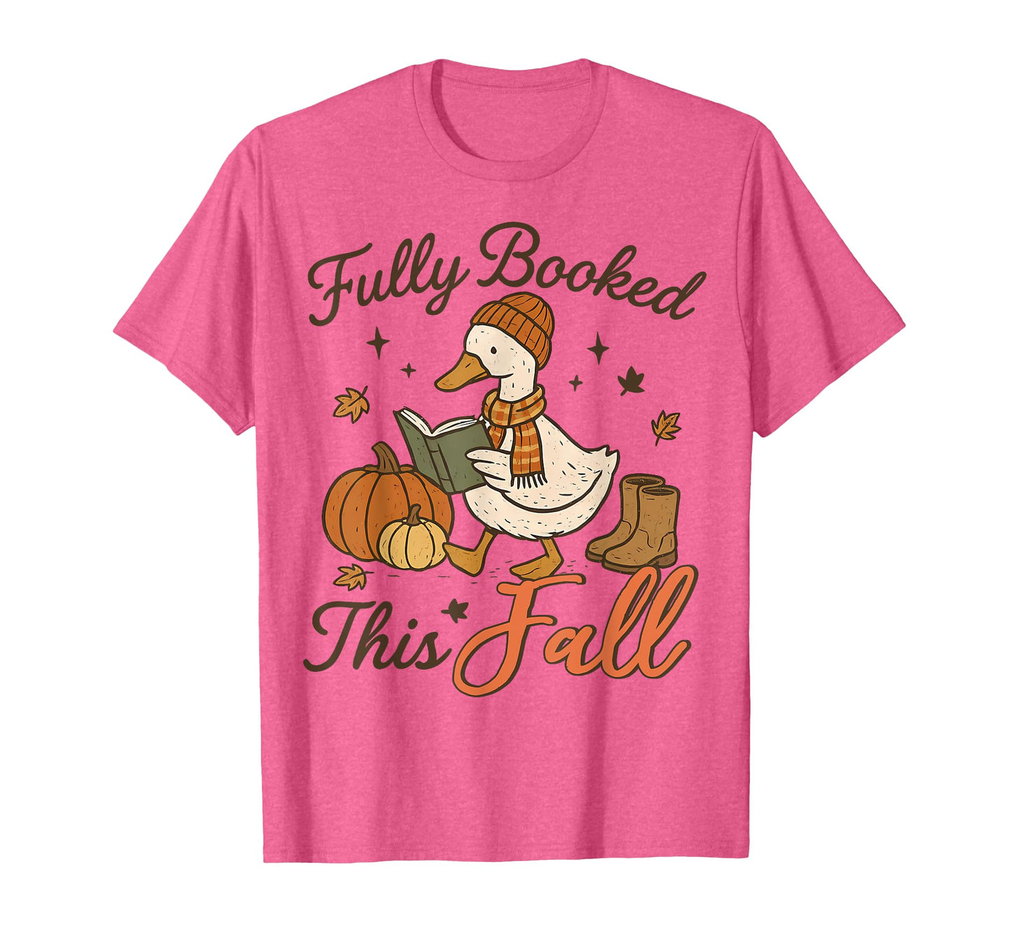 Funny Fully Booked This Fall Cute Goose Autumn Reading Women T-Shirt