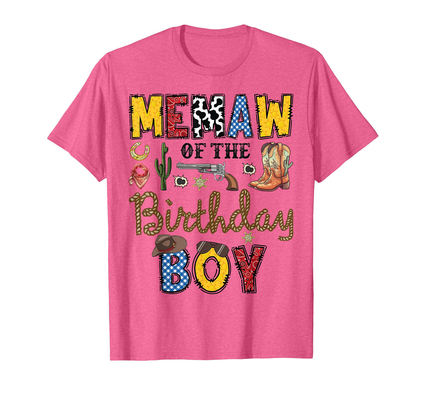 Memaw Of The Birthday Boy Cowboy Rodeo Memaw T-Shirt