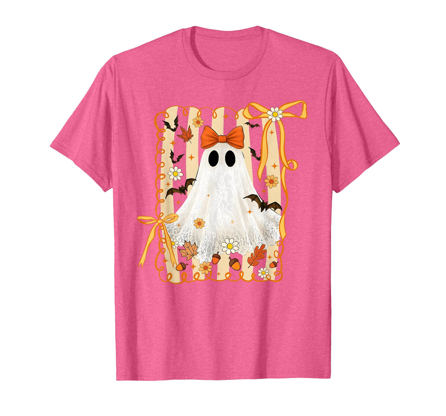 Coquette Bow Ghost Halloween Spooky Lace Ghost Girl Women T-Shirt