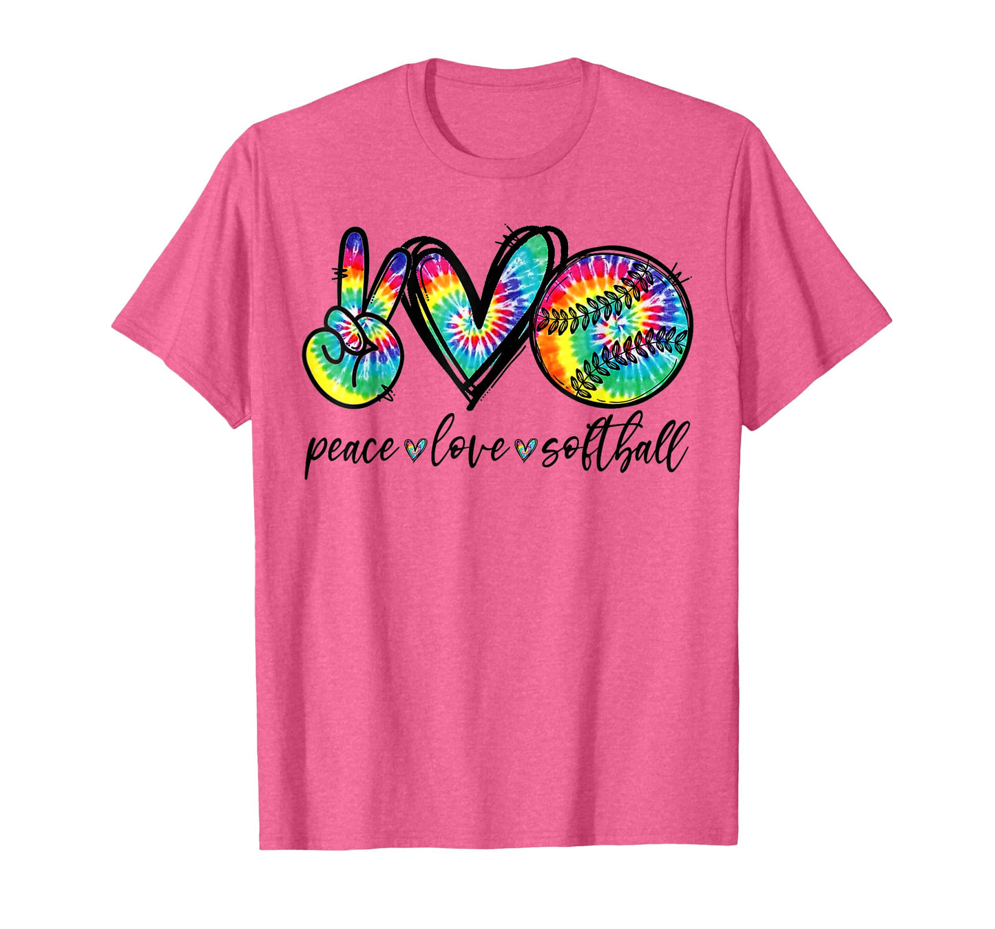 Peace Love Softball Tie Dye Funny Softball Lovers T-Shirt