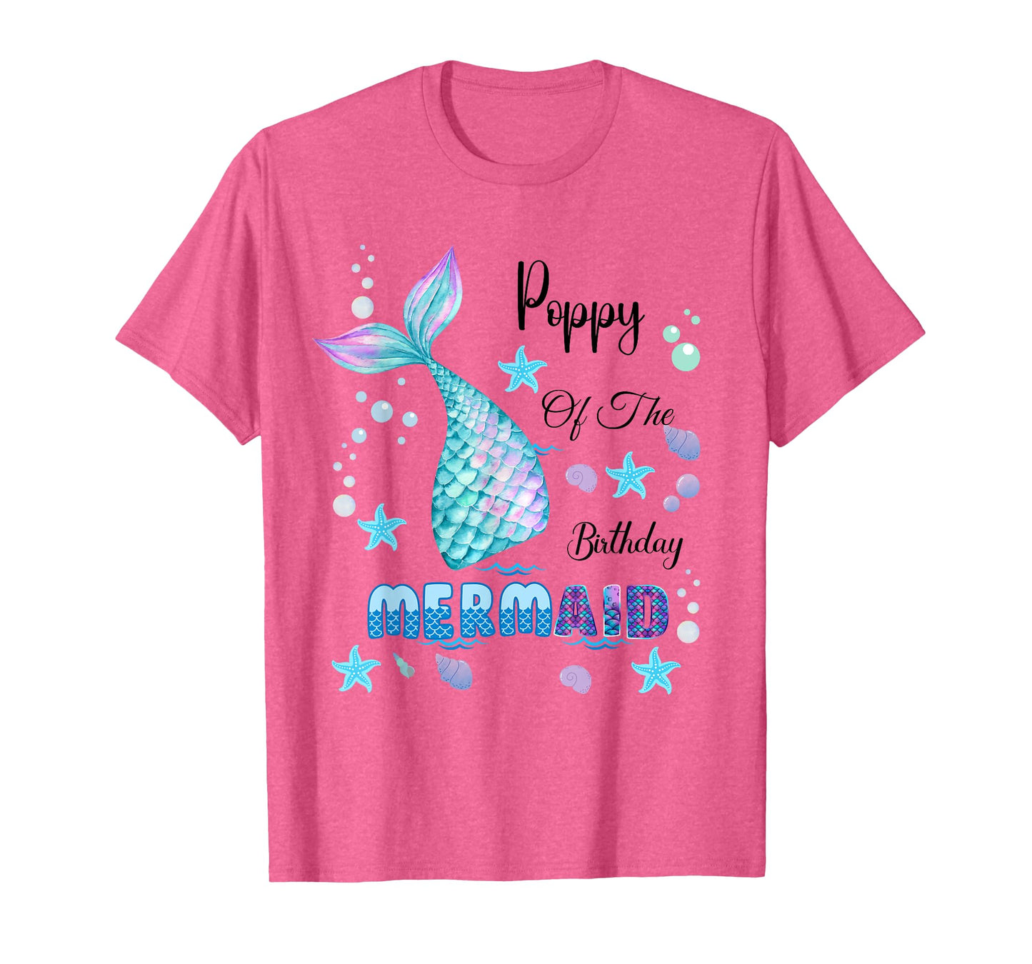 Poppy Of The Birthday Mermaid Bday Party Mermaid Kids T-Shirt