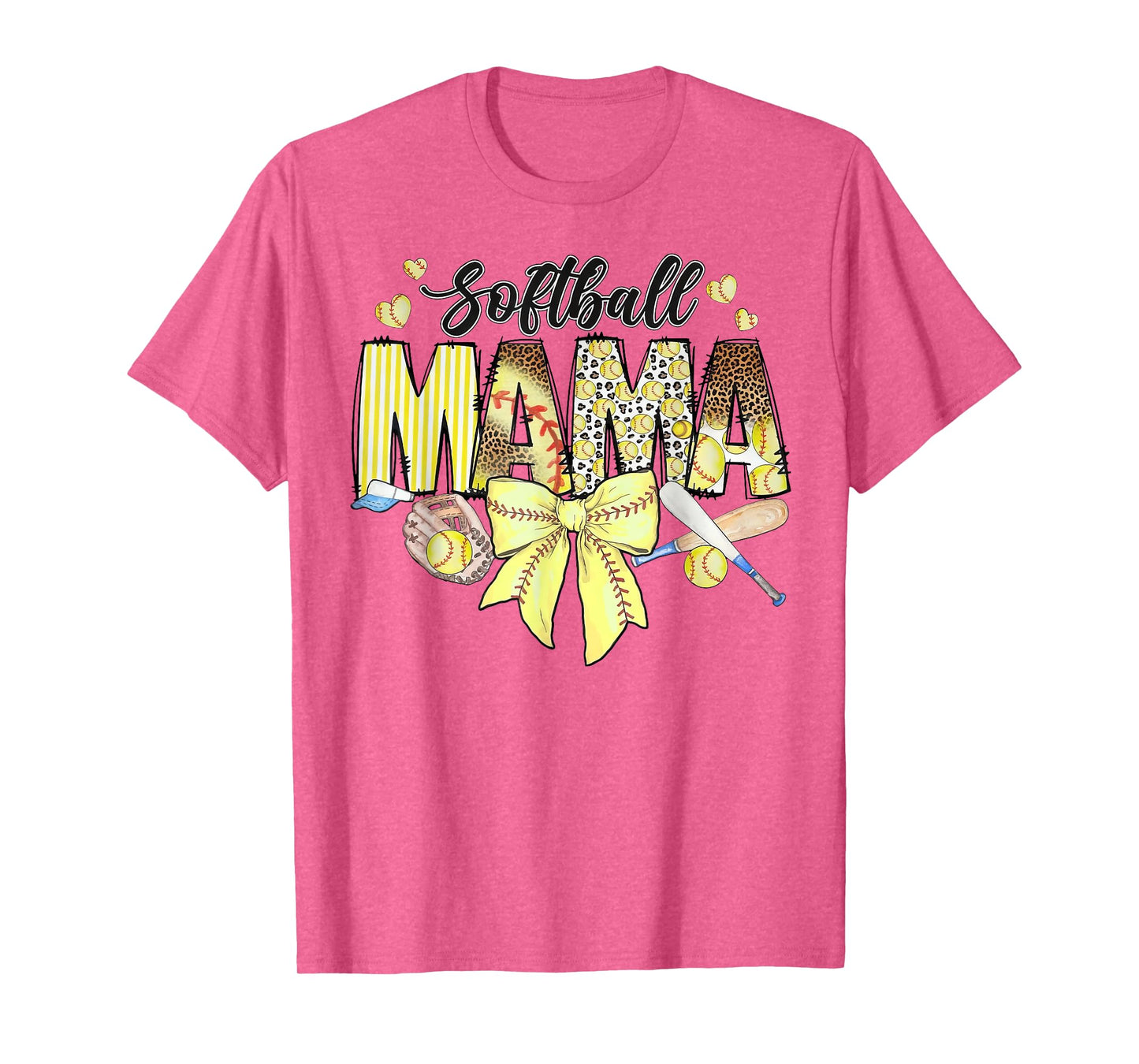 Softball Coquette Bow Softball Mom Mothers Day Softball Mama T-Shirt