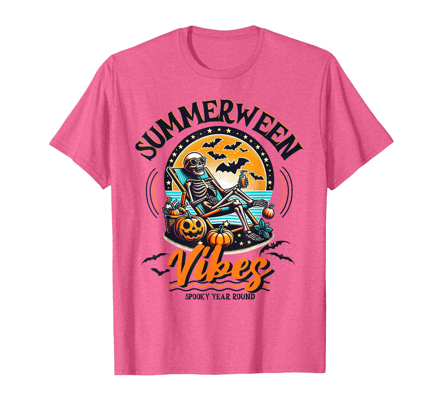 Summerween Skeleton Spooky Year Round Summer Halloween T-Shirt