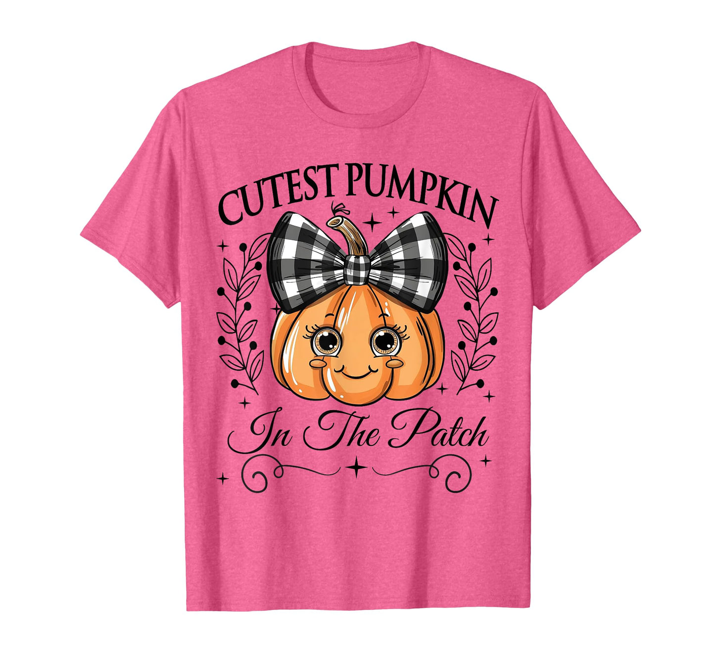 Cutest Pumpkin In The Patch Halloween Fall Bow Kids Girls T-Shirt
